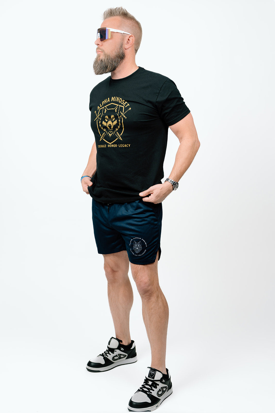 Raising Alphas Training Shorts – Wolf Seal Edition (Navy Blue)